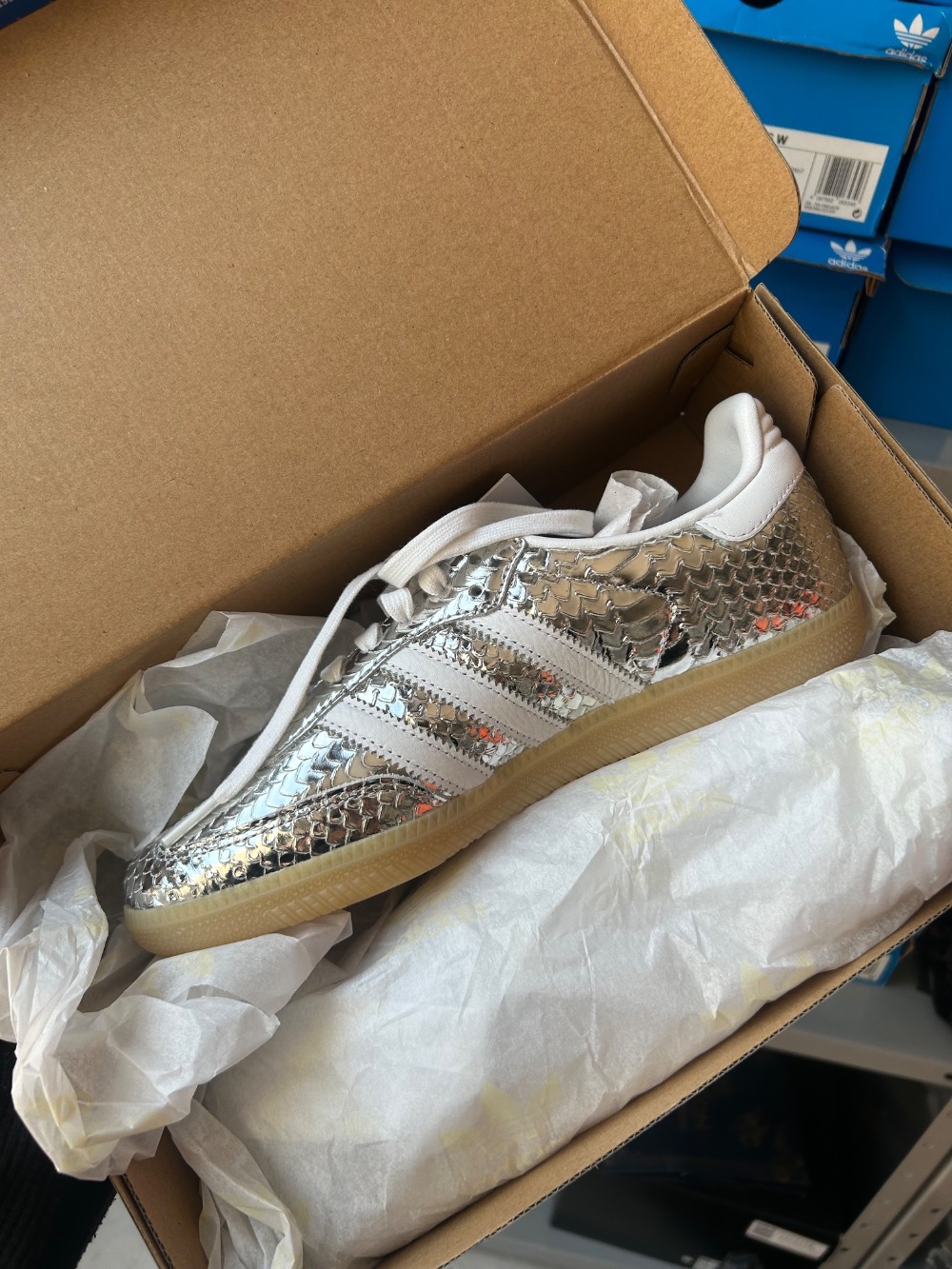 adidas Samba Patent Snakeskin Silver Metallic White — 39, Novo
