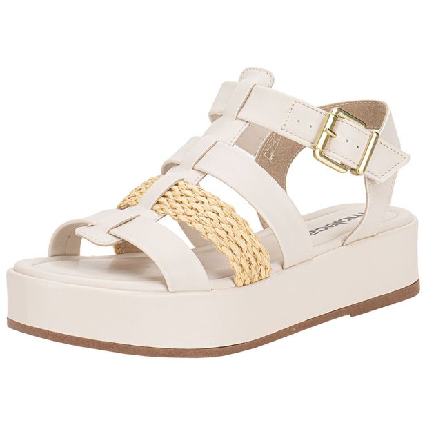 Sandália Feminina Flat Moleca 5553102 BRANCO/OFF 37