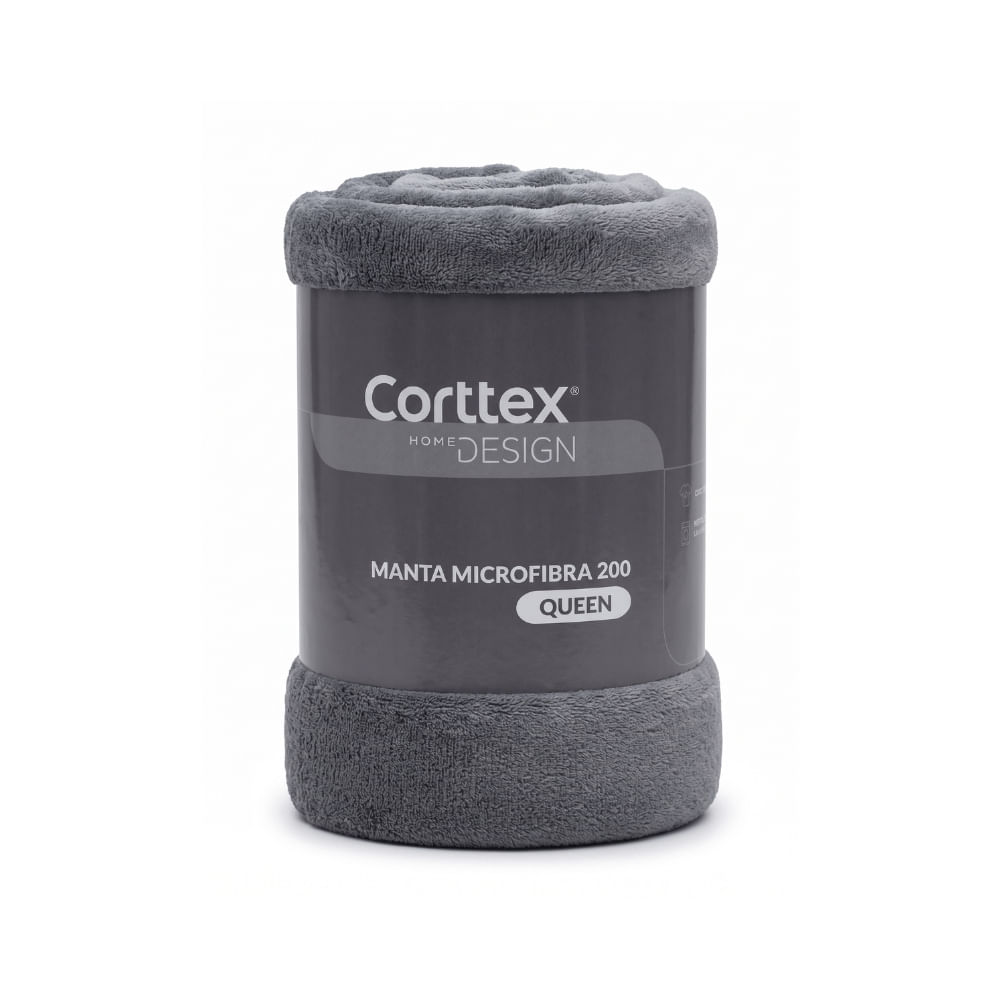 Manta de Microfibra Cinza 220x240cm Queen - Fatex Queen