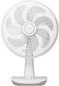 HEPTA WORLD Ventilador de Mesa de Alta Potência de 40 cm, oscilação de 120° com temporizador, sistema de encaixe para montagem rápida, cores branco e branco‑azul