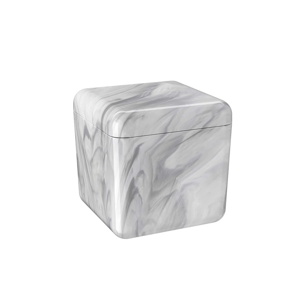 Porta Algodão Ou Cotonete Com Tampa Cube Branco - Coza