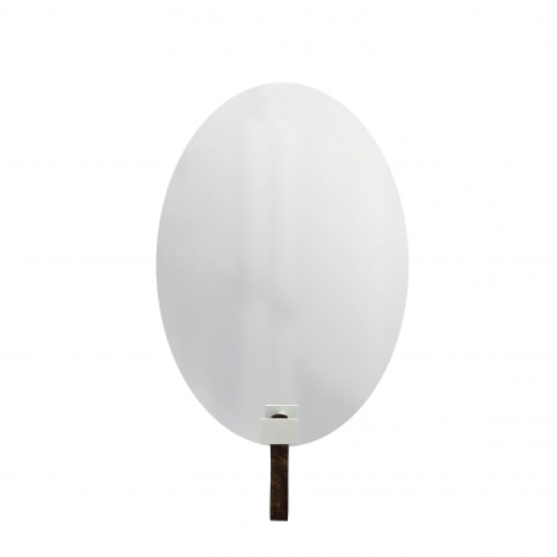 Espelho Funcional Hook Branco Alça Corino 60x40 cm Oval Alça Corino Rajada