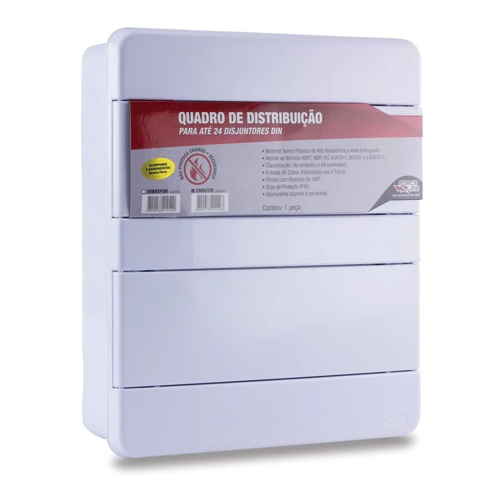 Quadro De Distribuição Com Barramento Neutro / Terra 24 Din Forceline