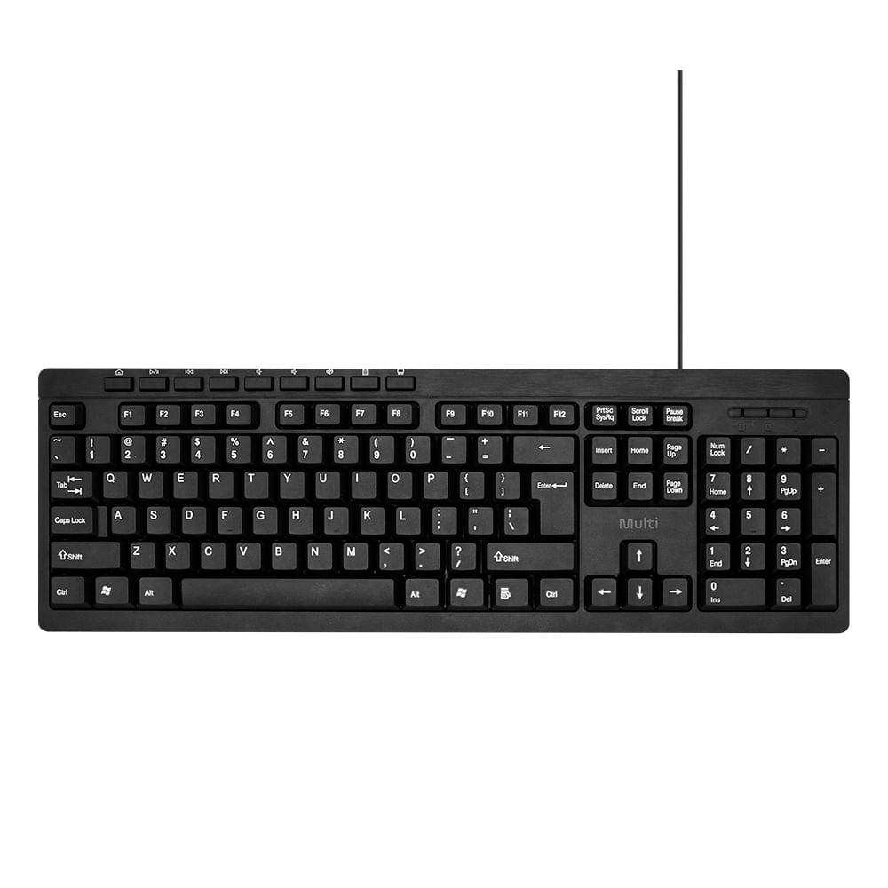Teclado Com Fio USB Teclas Multimídia Cabo 180cm Multi - TC606 TC606