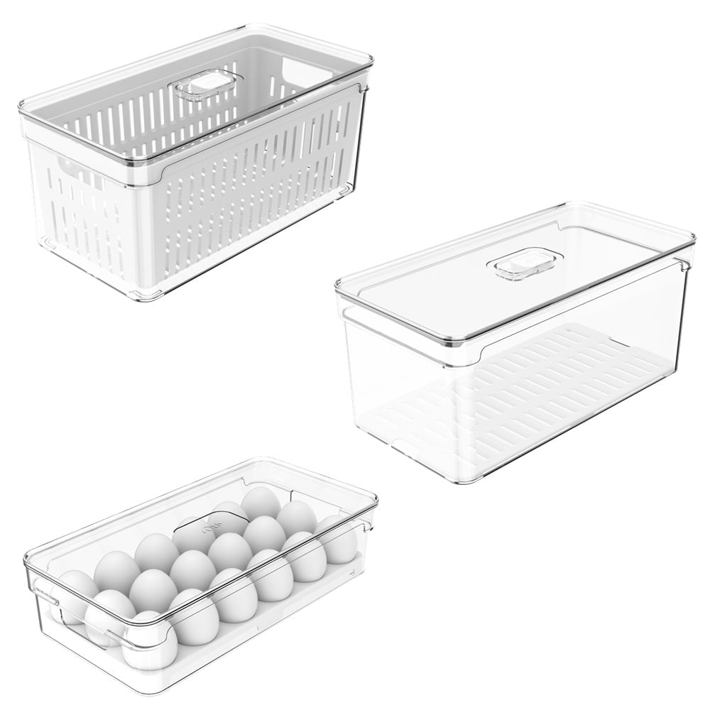Kit Organizador Clear Fresh 3 Peças - Ou