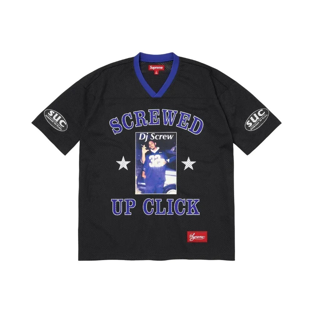 DJ Screw x Supreme Camiseta Football Jersey Black SS26-W6 — P / M / G, Novo