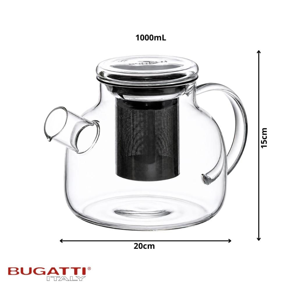 Foto 4 de Chaleira de Vidro 1000ml Bule Infusor Chá Italiano Bugatti