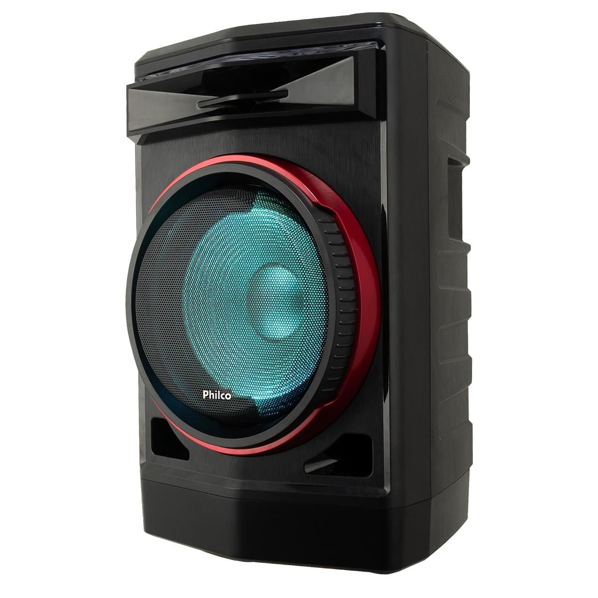 Caixa de Som Amplificada Philco PCX7100 Flash Lights Bluetooth Rádio FM Entrada USB Bateria interna 750W