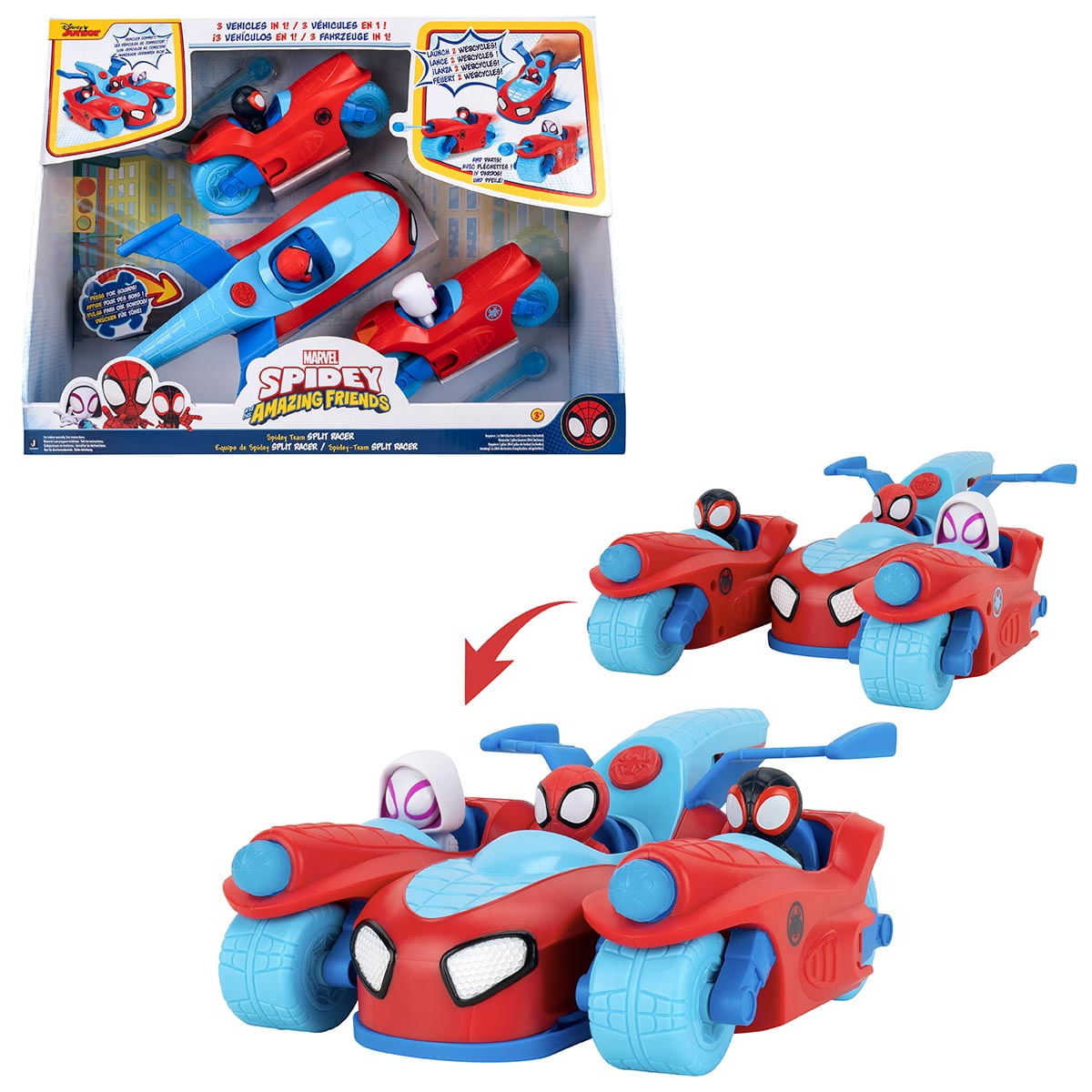Foto 2 de Carrinho Deluxe Split Racer 3 em 1 da Equipe Spidey - Spidey