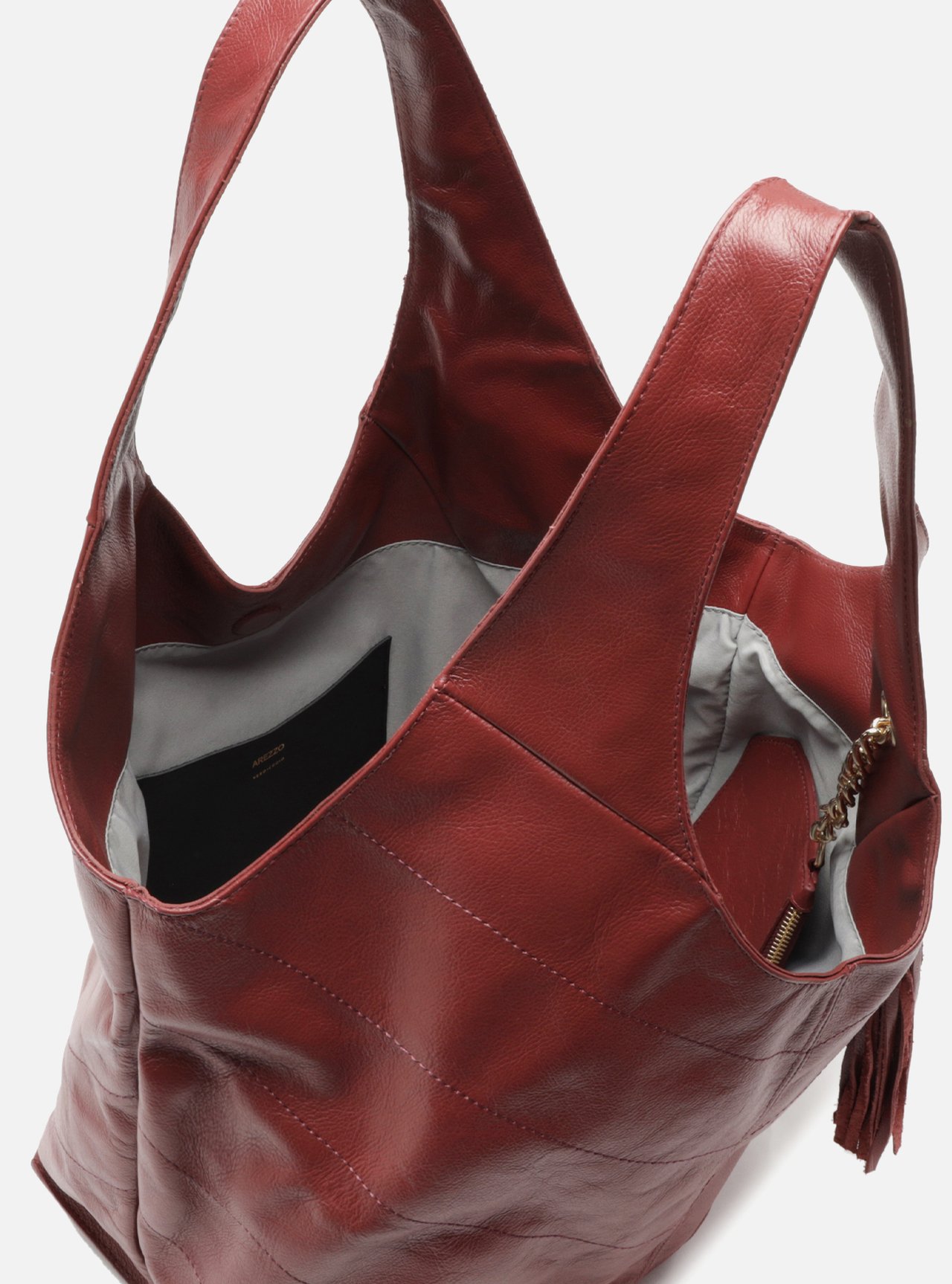Foto 4 de Bolsa Hobo Vermelha Couro Ísis Grande