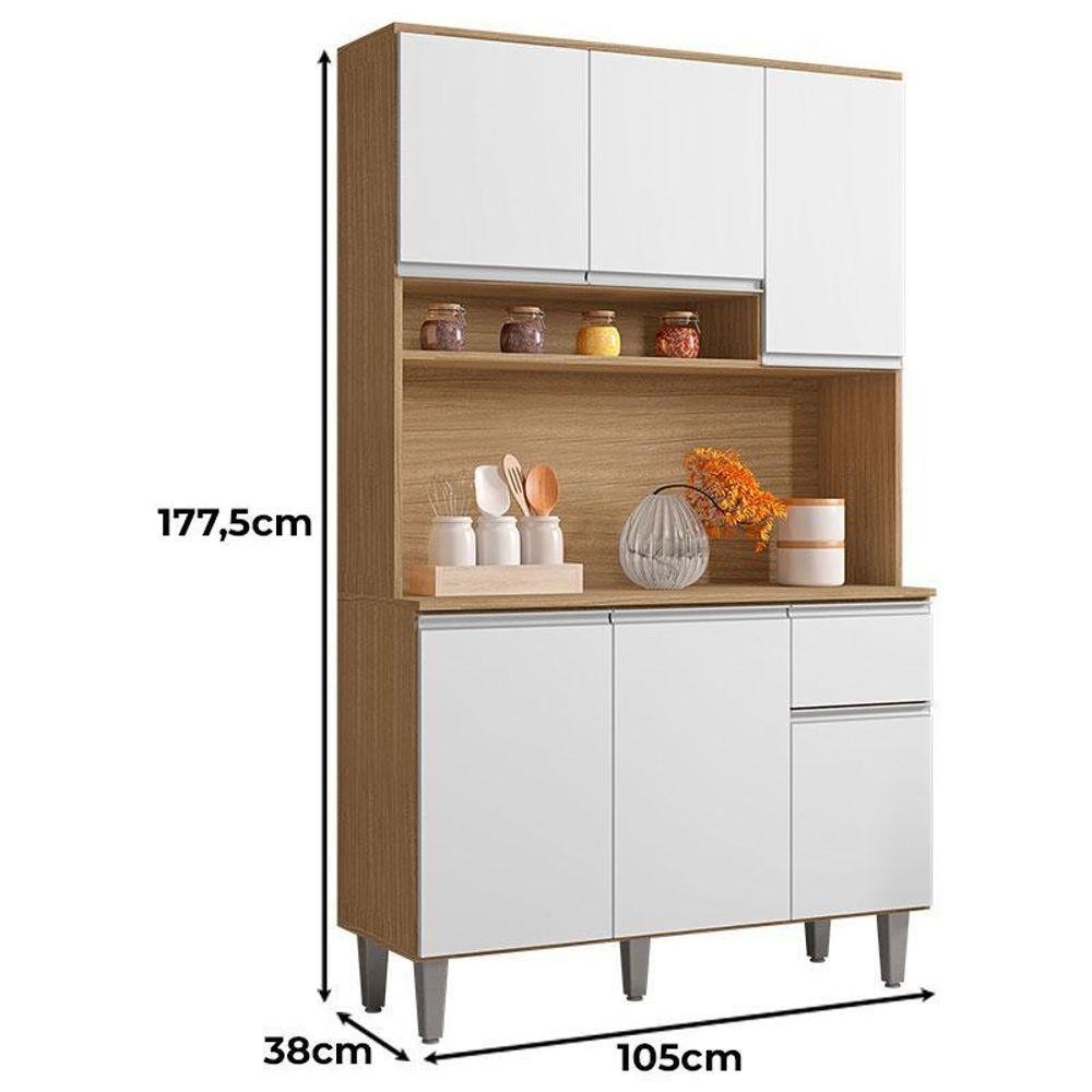 Foto 2 de Armário Para Cozinha Kit Márcia Amêndoa Branco