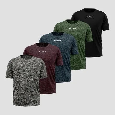 Alpha Kit 5 Camisetas New Fluid Mescla Dry Alpha Masculina