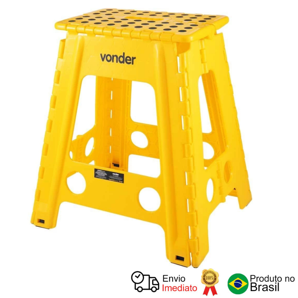 Banqueta Plástica Dobrável Amarela 450 Mm Vonder