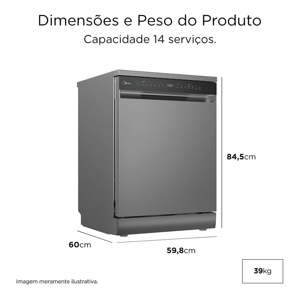 Foto 3 de Lava Louças 14 Serviços Touch Plus Cinza Midea 110