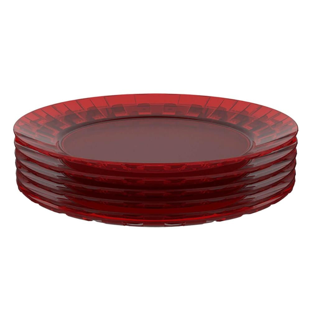 Jogo 6 Pratos Vermelhos Grandes 26cm Crippa Servir Mesa Posta Porções Aperitivos