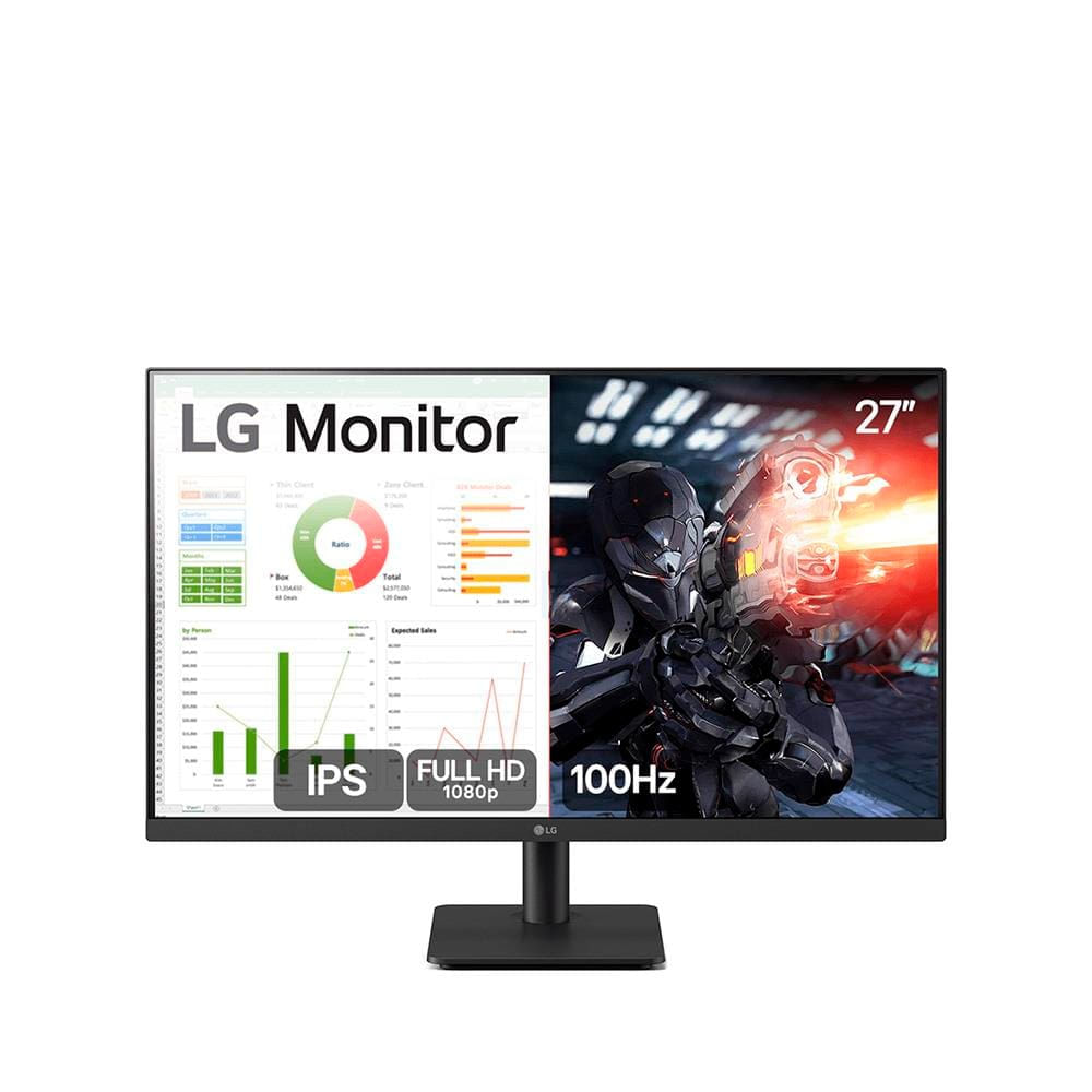 Monitor Gamer 27” LG 27MS500-B com Tela IPS, Full HD, 100Hz, HDMI e Dynamic Action Sync - Preto