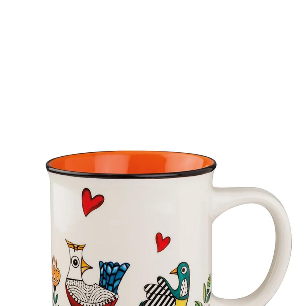 Foto 2 de Caneca em New Bone China Egan Cocorico 380ml laranja