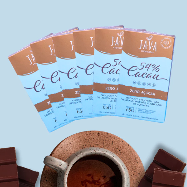 Chocolate Zero Açúcar meio amargo 54% CACAU - 6 tabletes de 65g