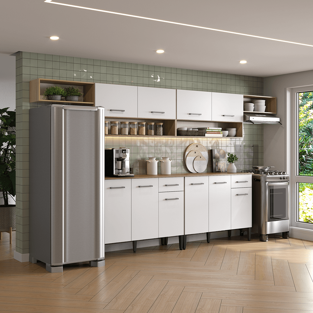 Armário de Cozinha Compacta Arizona Bold Carraro Carvalho com Branco