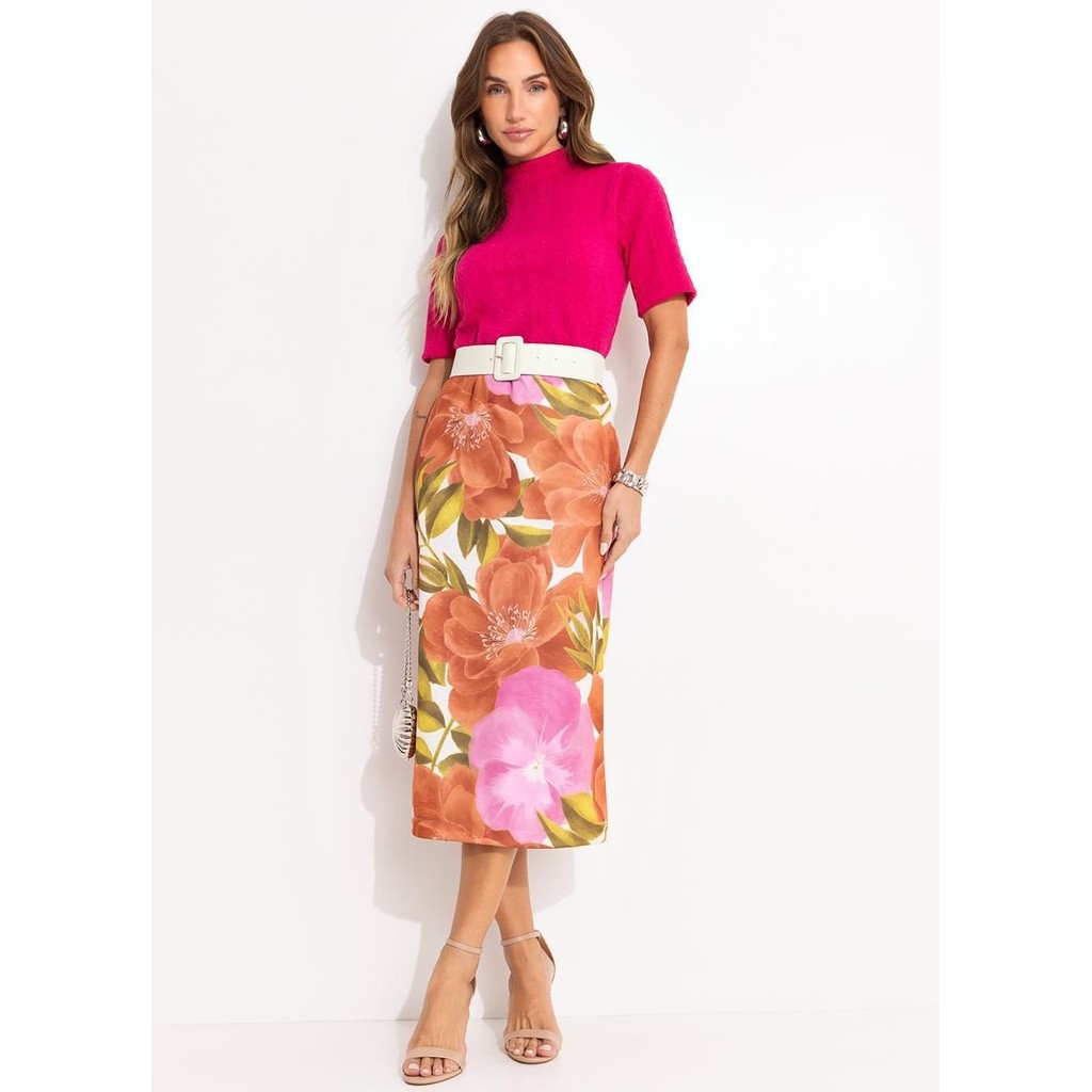 Foto 2 de Blusa Malha Jacquard Rosa Quintess