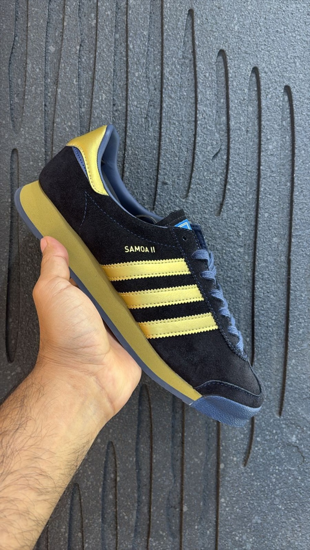 adidas Samoa II SPZL Tech Indigo Matte Gold — 36 / 37 / 38 / 40 / 41 / 42 / 44, Novo