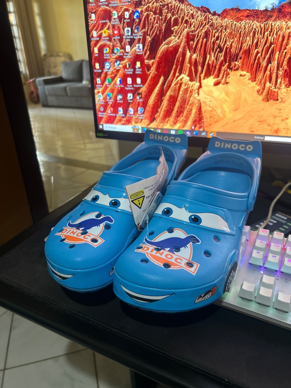 Cars x Crocs Crocband Lightning McQueen Dinoco Blue — 42, Novo