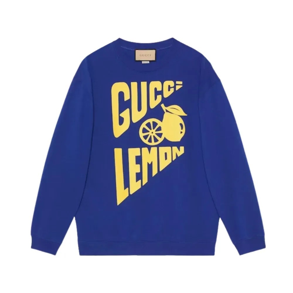 Moletom Gucci Lemon Print Blue — PP / P, Novo