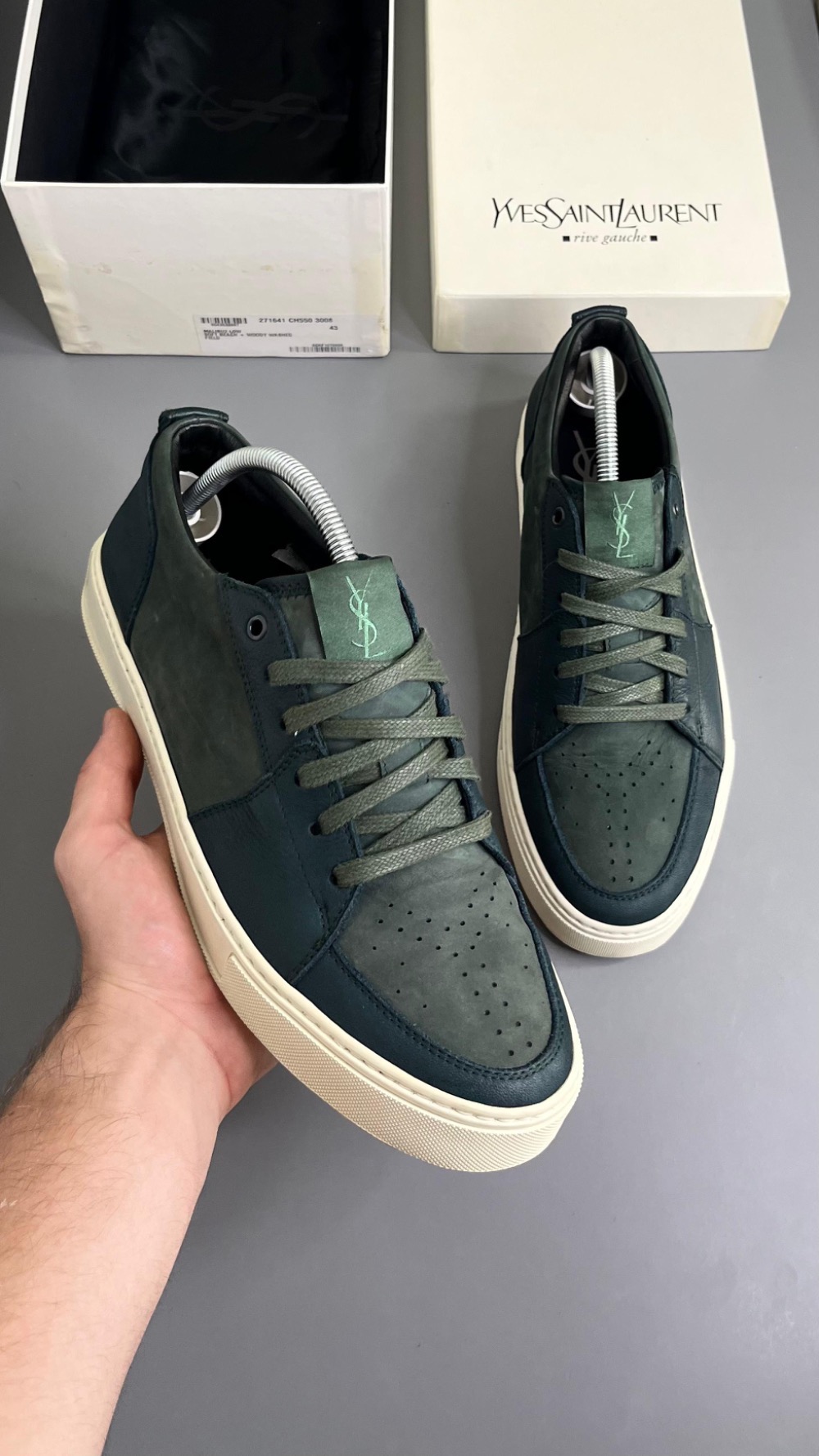 Yves Saint Laurent Vintage Sneaker Suede Green Navy — 42, Usado