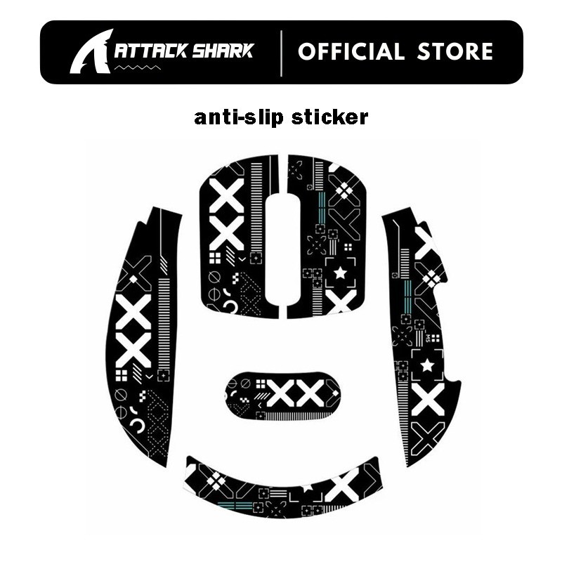 Adesivo Antiderrapante ATTACK SHARK Mouse Preto E Branco