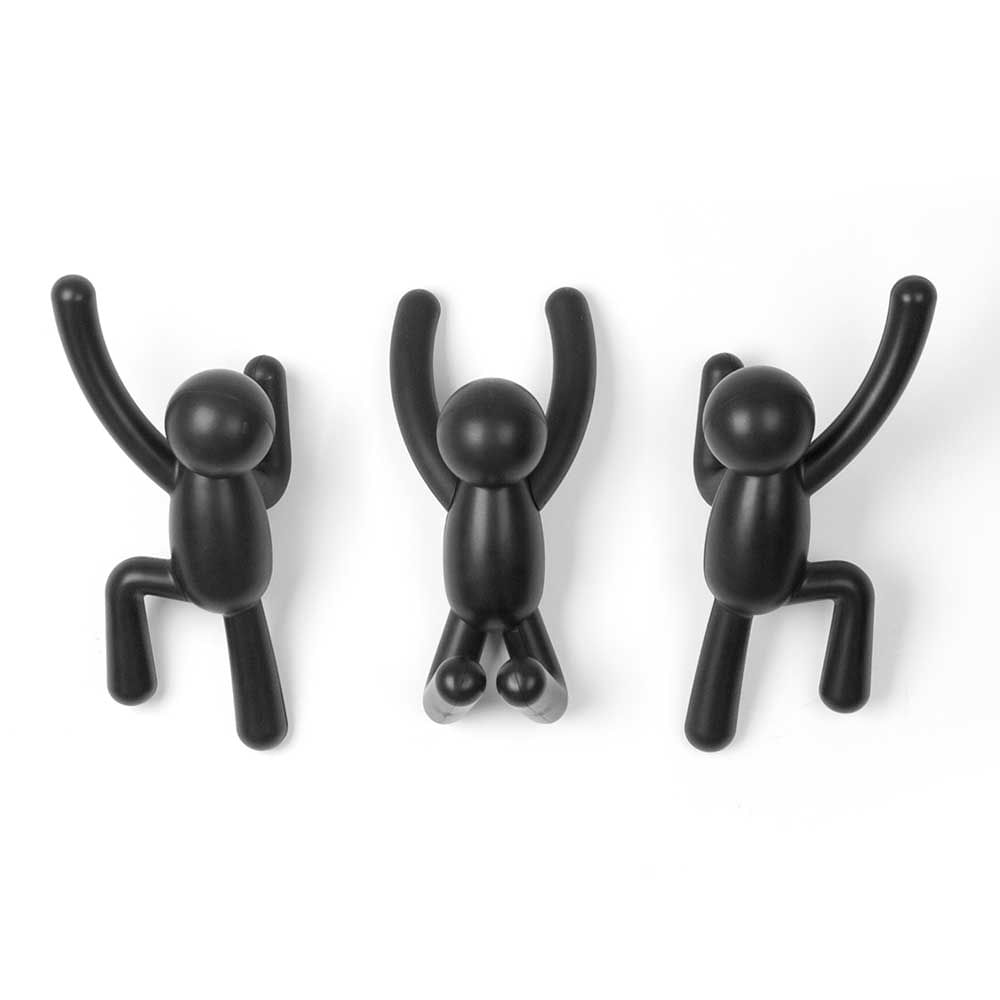 Cabideiro de Parede Buddy Plástico 3 Peças Preto Umbra