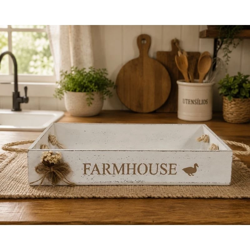 Bandeja decorativa Farmhouse patinhos.