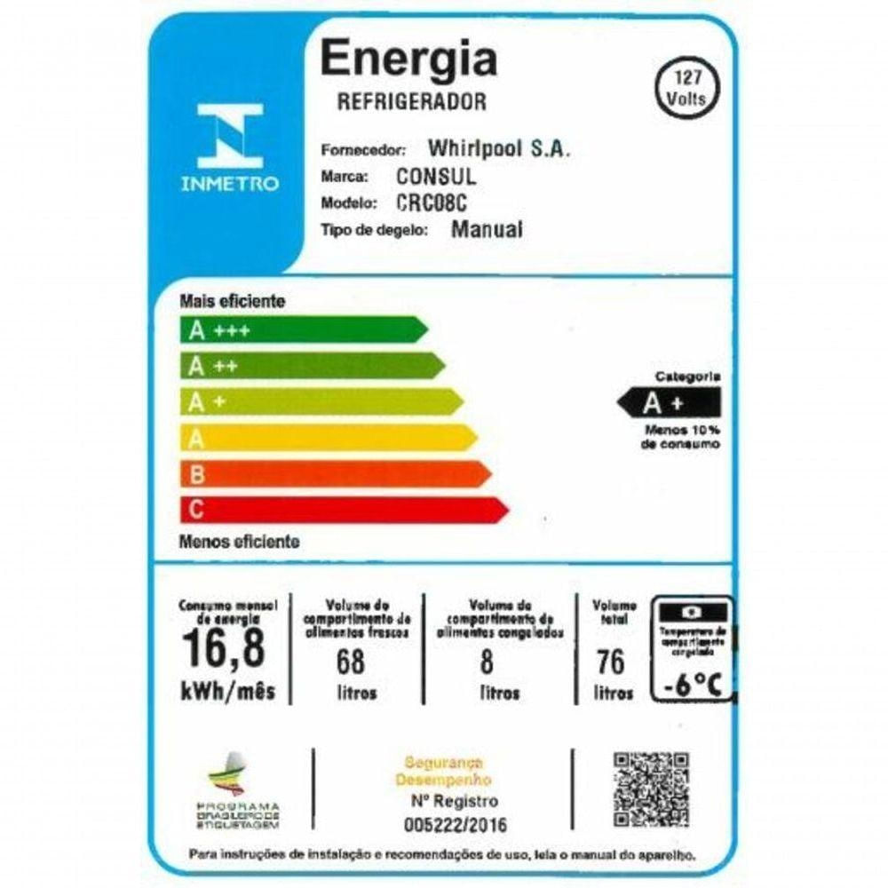 Foto 2 de Frigobar Consul CRC08CB 76L Compacto com Gaveta Multiuso Branco 110V para Ambientes Pequenos