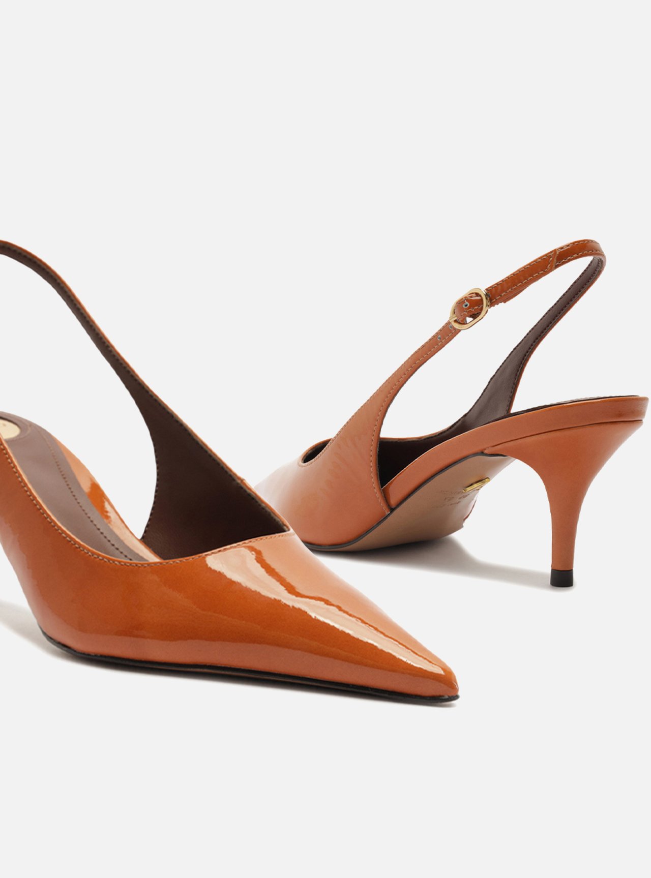 Foto 5 de Scarpin Laranja Salto Fino Slingback