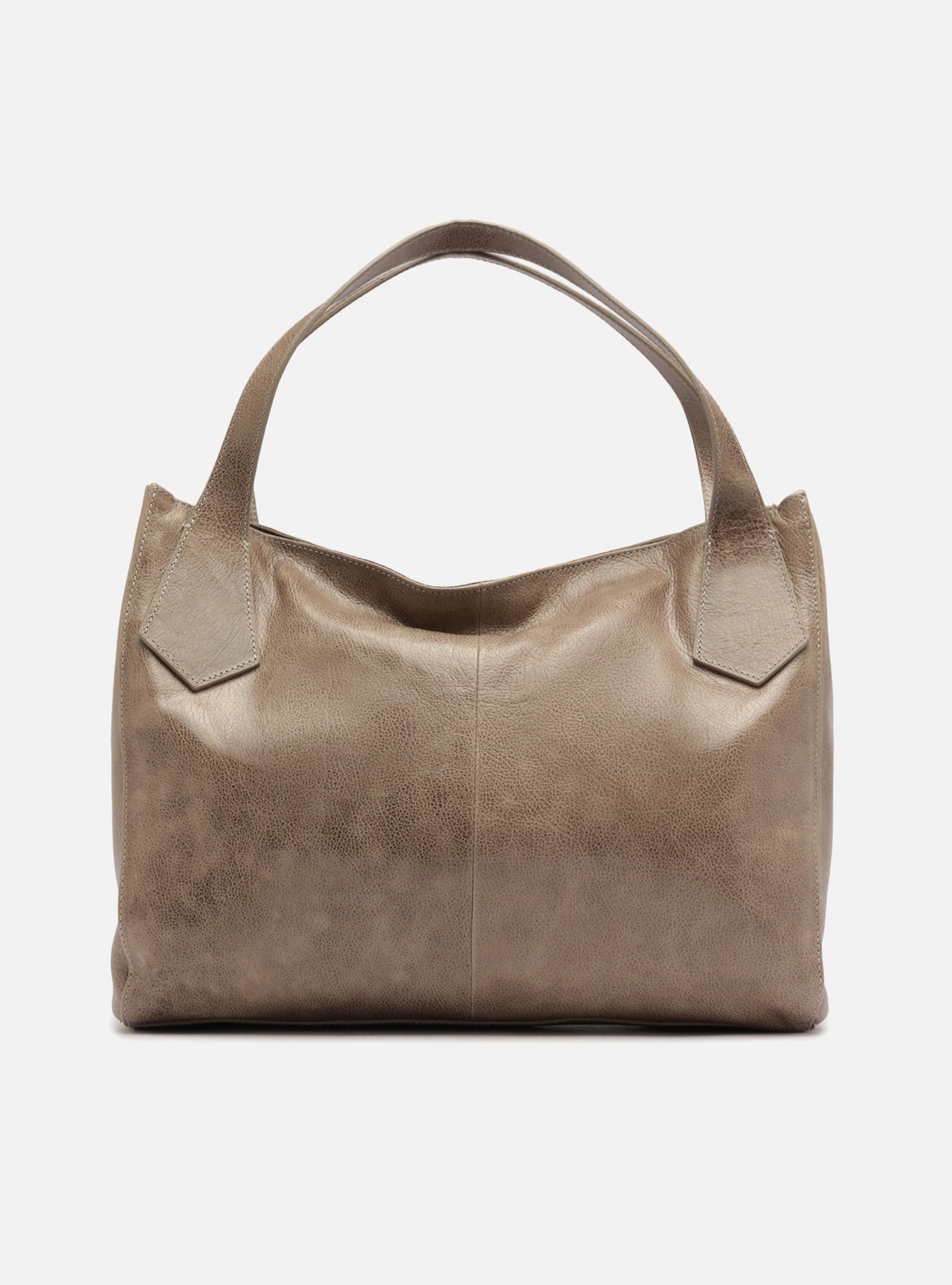 Foto 3 de Bolsa Hobo Cinza Couro Média Metais