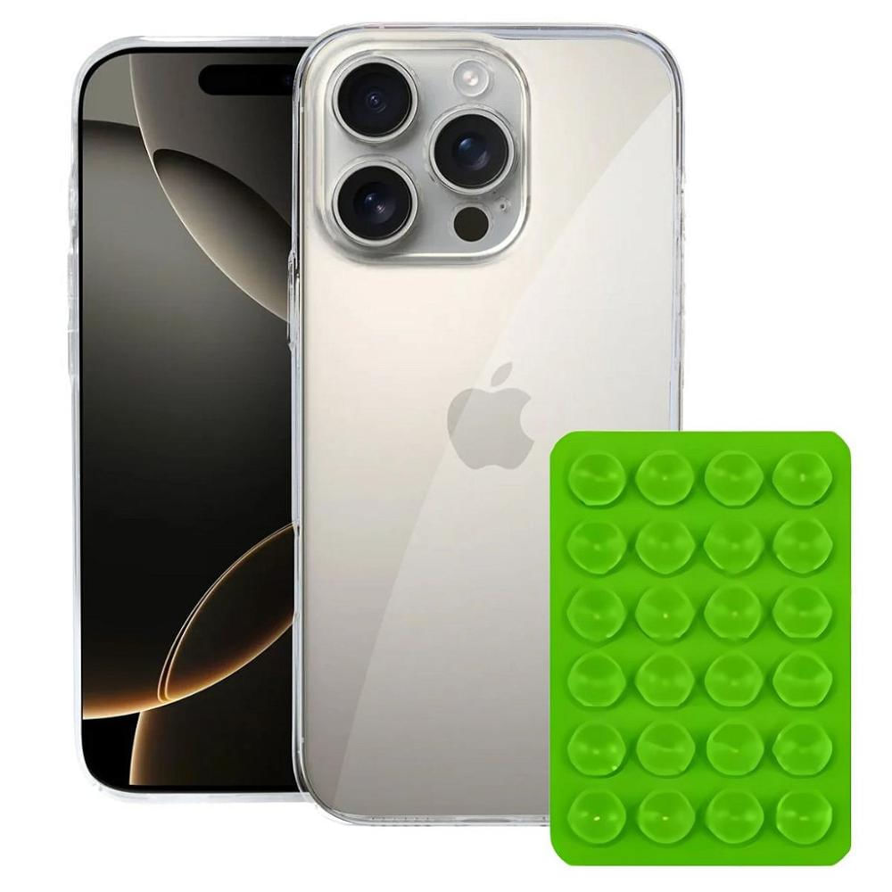 Kit Capa Crystal Slim para Iphone 16 Pro + Ventosa - VERDE