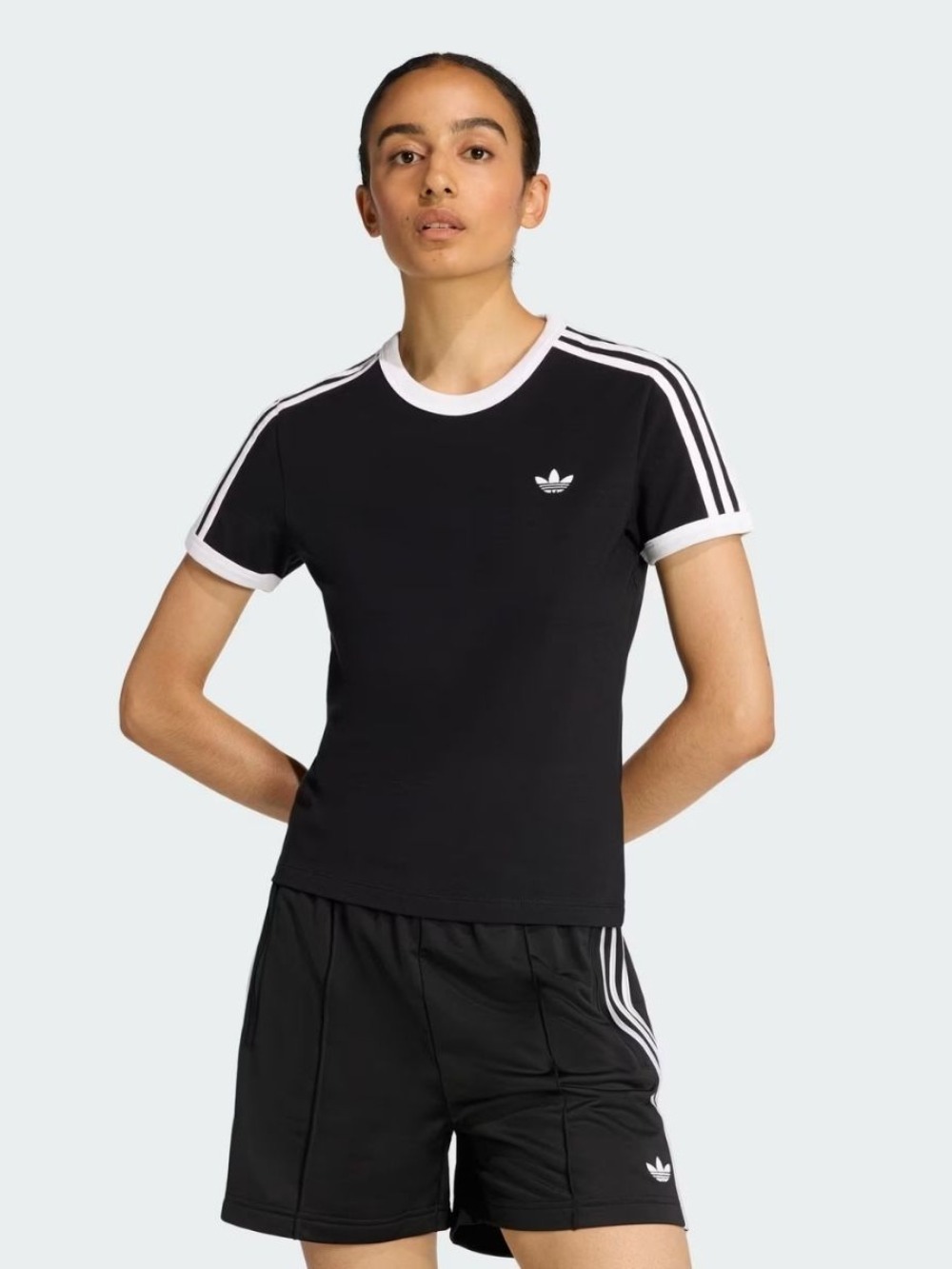 Camiseta adidas Slim Três Listras Black White — PP / P / M, Novo