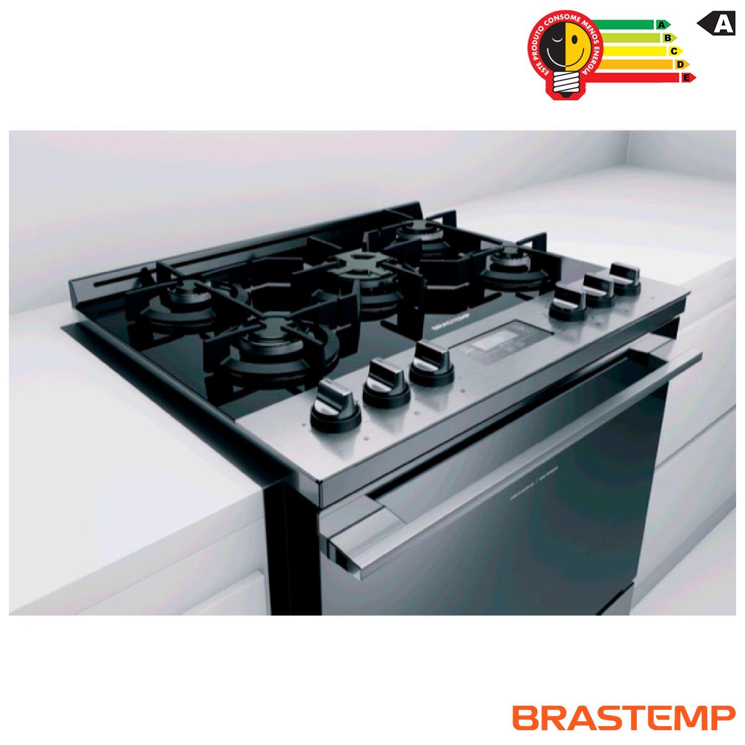 Foto 3 de Fogão Brastemp 5 Bocas de Embutir Inox com Mesa de Vidro e Touch Timer com Autodesligamento - BYS5VCR