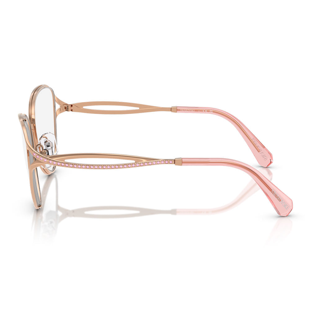 Foto 3 de Armação de Óculos de Grau Feminina Swarovski Gatinho SK1017 4014 Cor Rose Gold