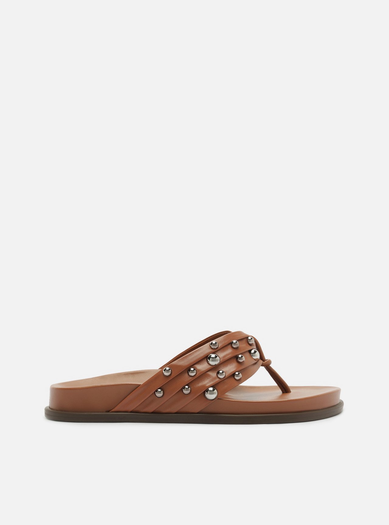 Papete Marrom Couro Flatform Tachas