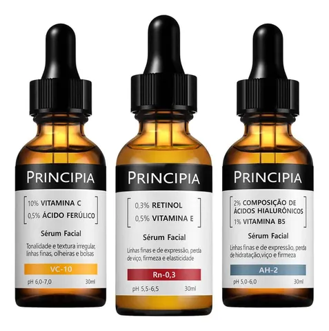 Kit 3 Séruns: Vitamina C, Retinol, Hialurônico