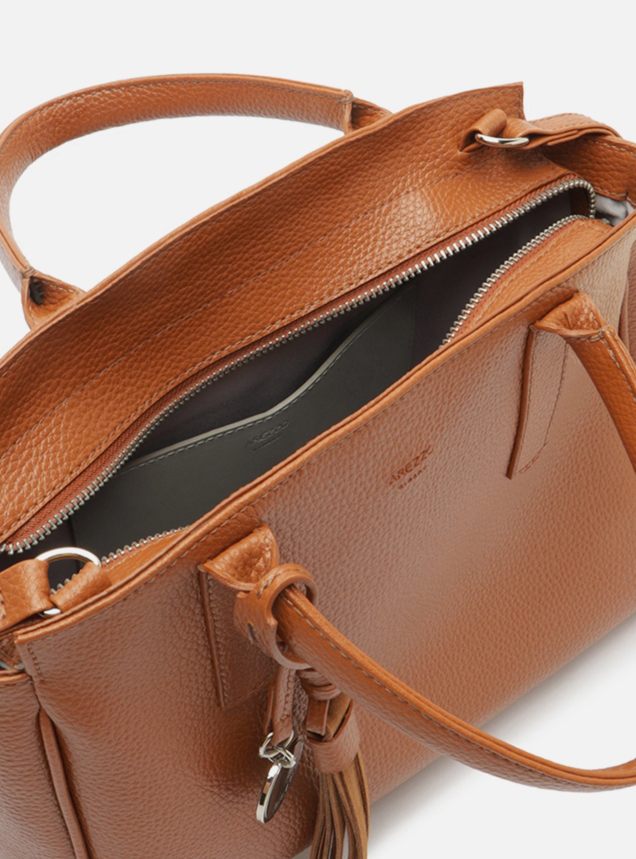 Foto 4 de Bolsa Tote Caramelo Textura Grande Charms