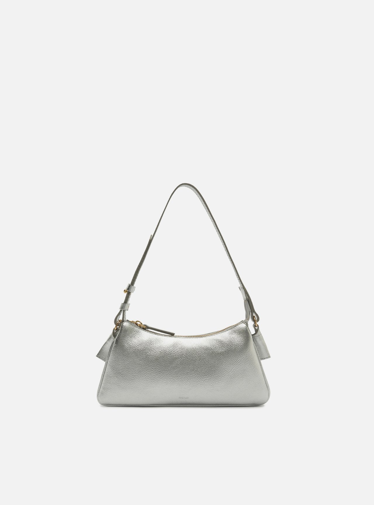 Bolsa Shoulder Prateada Couro Pequena
