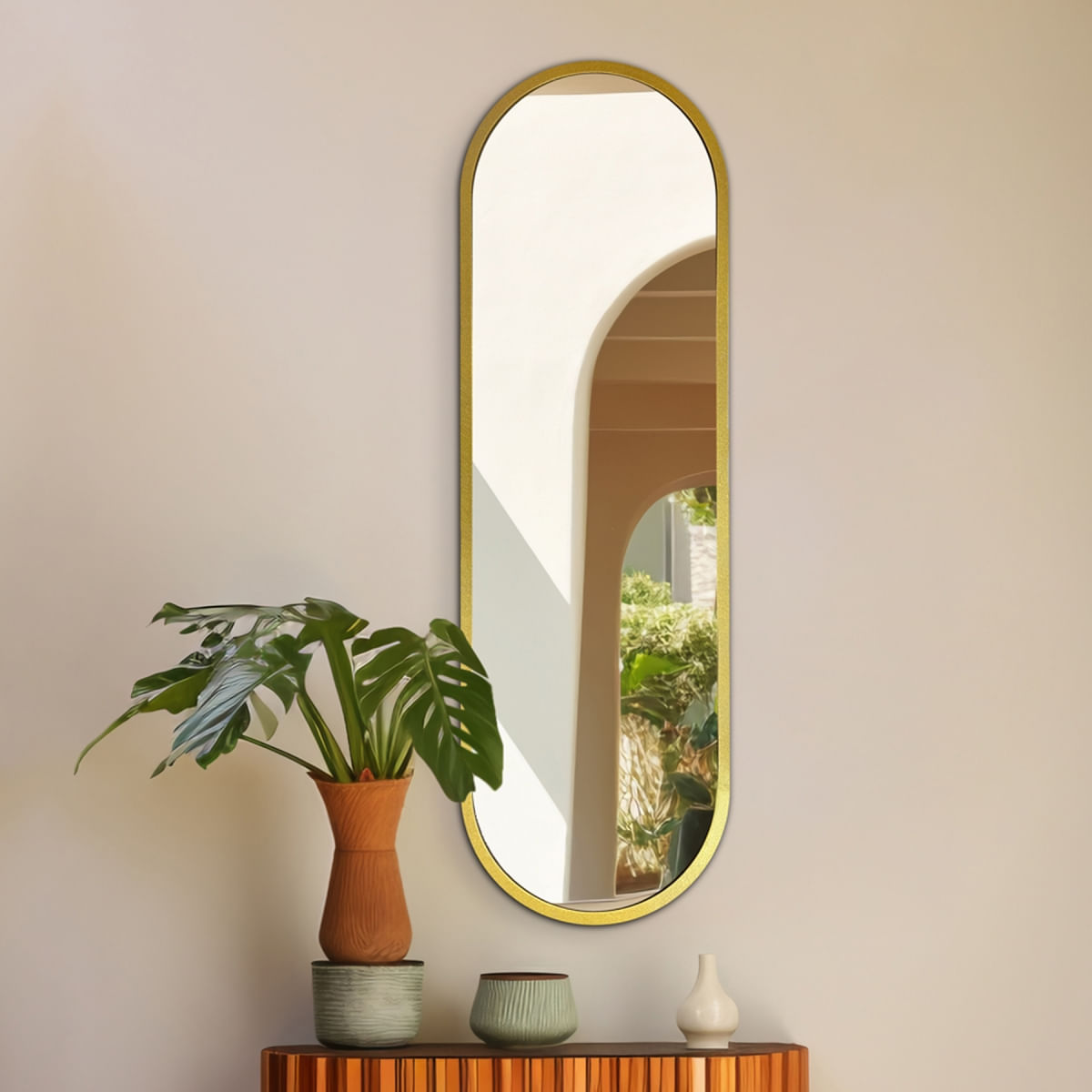 Espelho Decorativo Liam 100x30cm Dourado