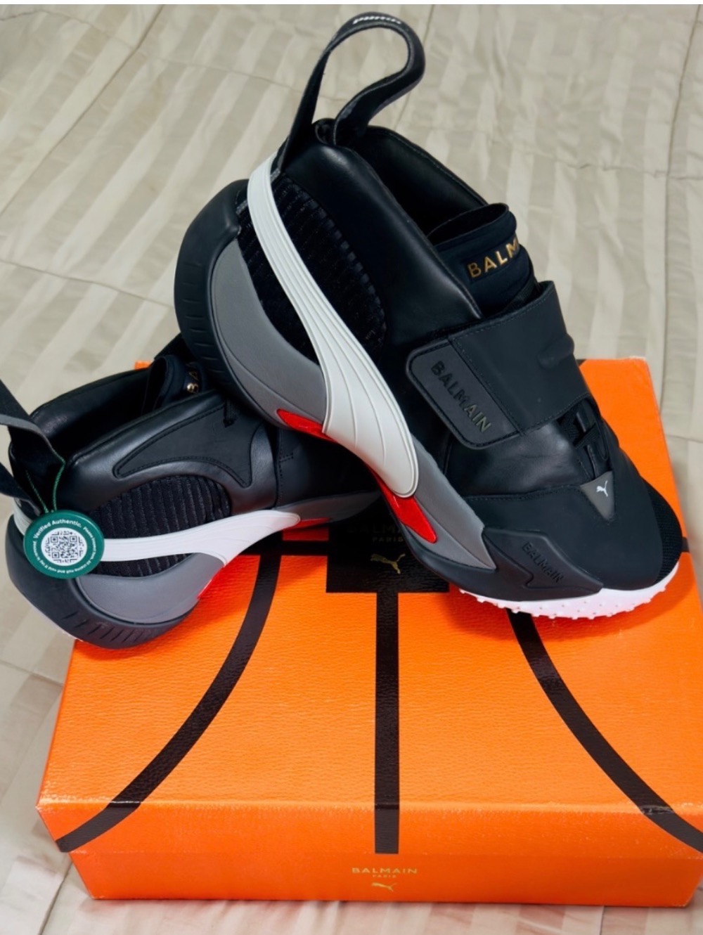Balmain x Puma Court Basketball Black — 44, Novo