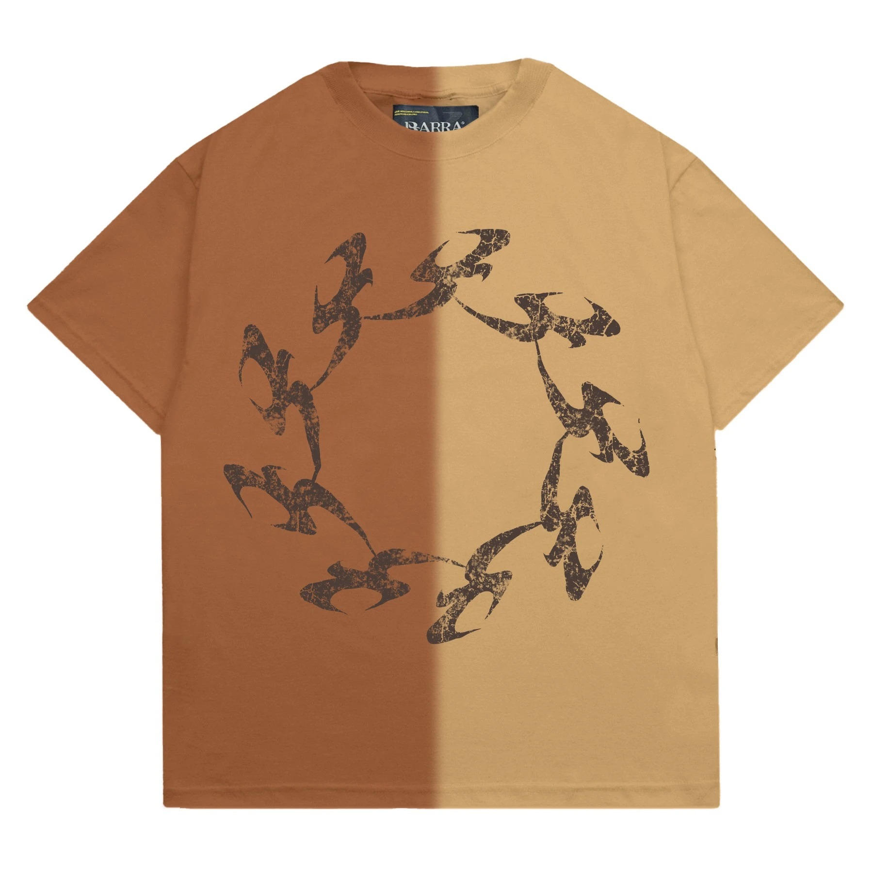 Camisa Barra Crew Tingida Manualmente Bicolor Marrom — M / G / XG, Novo