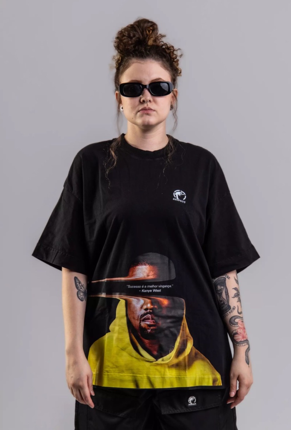 Camiseta Respect Frase Oversized Kanye Black — P / M / G / XG / XXG / 3XG, Novo