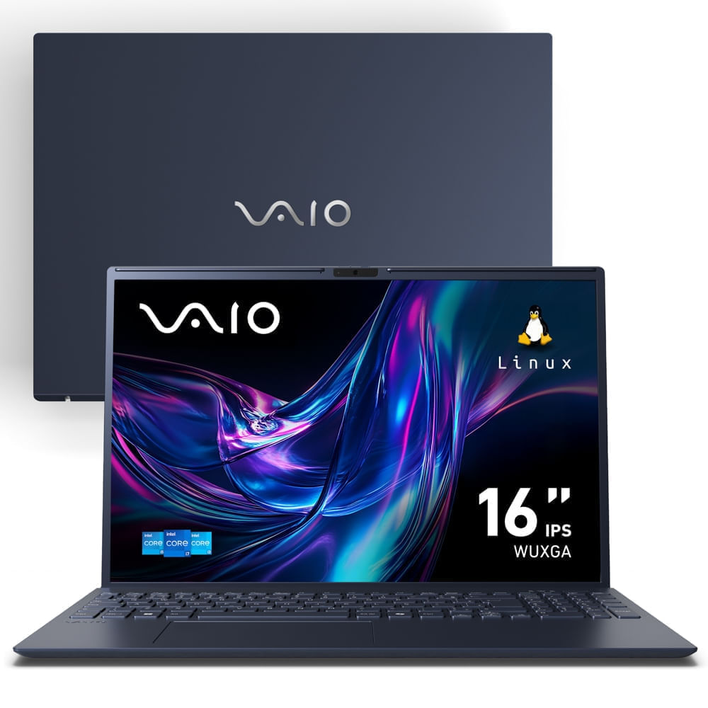 Notebook VAIO FE16 Intel® Core™ i7-1355U Linux 8GB RAM 512GB SSD 16" IPS WUXGA Antirreflexo - Cinza Grafite