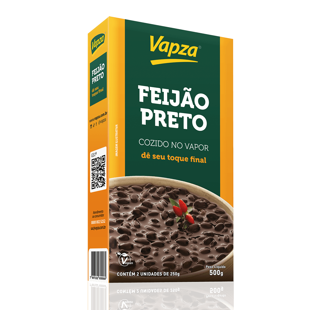 Feijão Preto Cozido no Vapor 500G Vapza