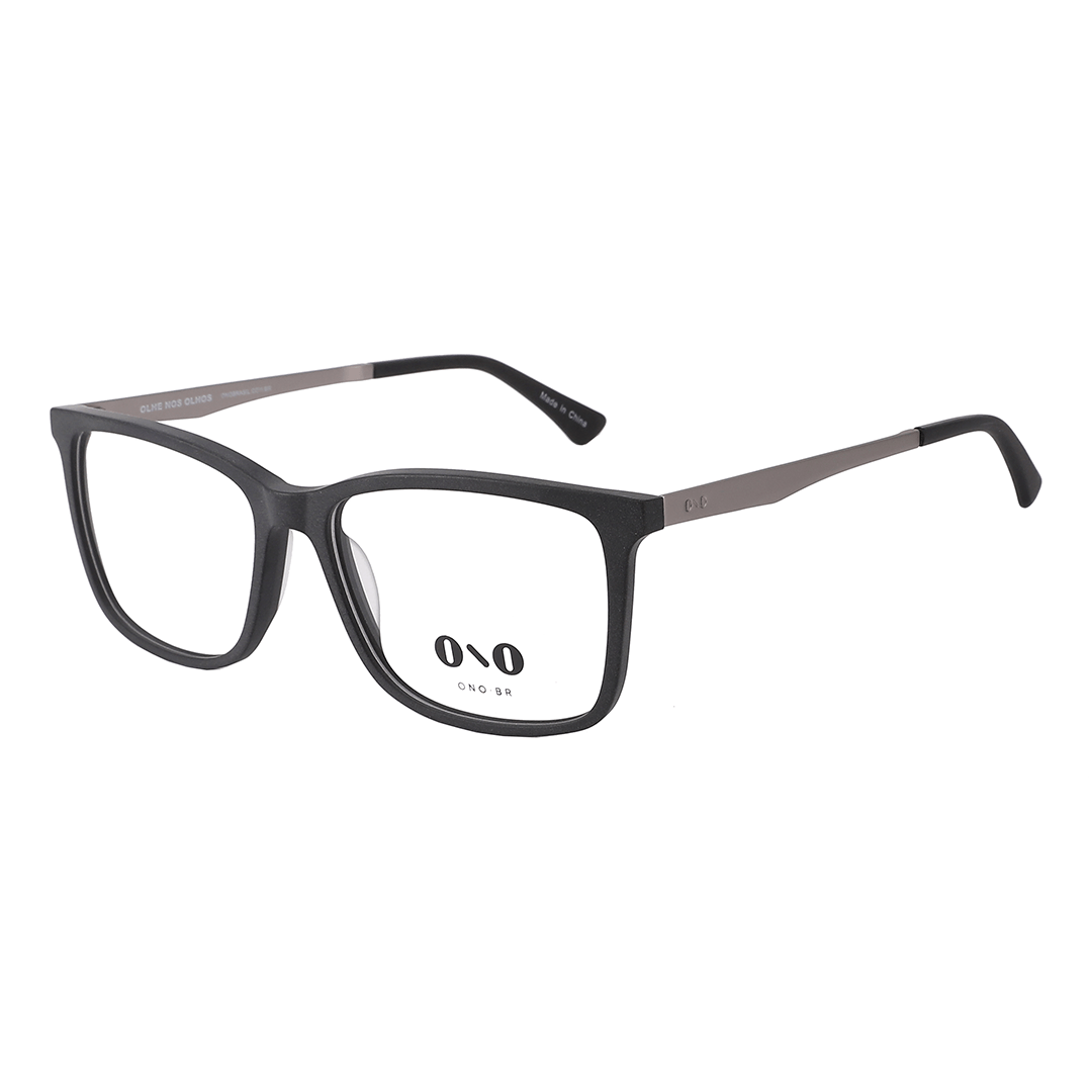 Armação de Óculos de Grau Ono ON0024 Masculino Retangular Combinado Preto Fosco 57