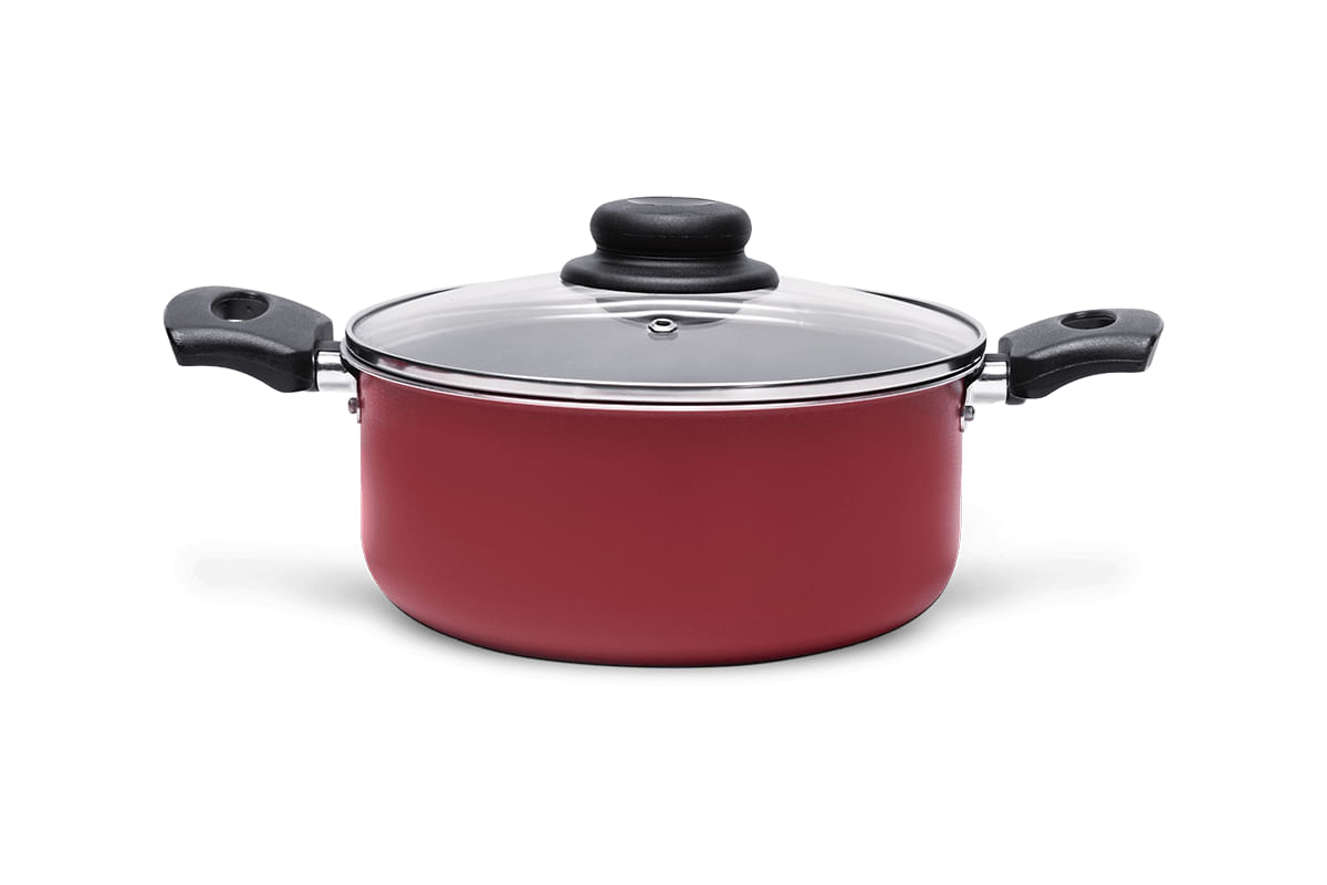 Caçarola com Tampa Brinox Ruby Antiaderente Pro-flon Ø20cm 2,3 Litros Vermelha Vermelho